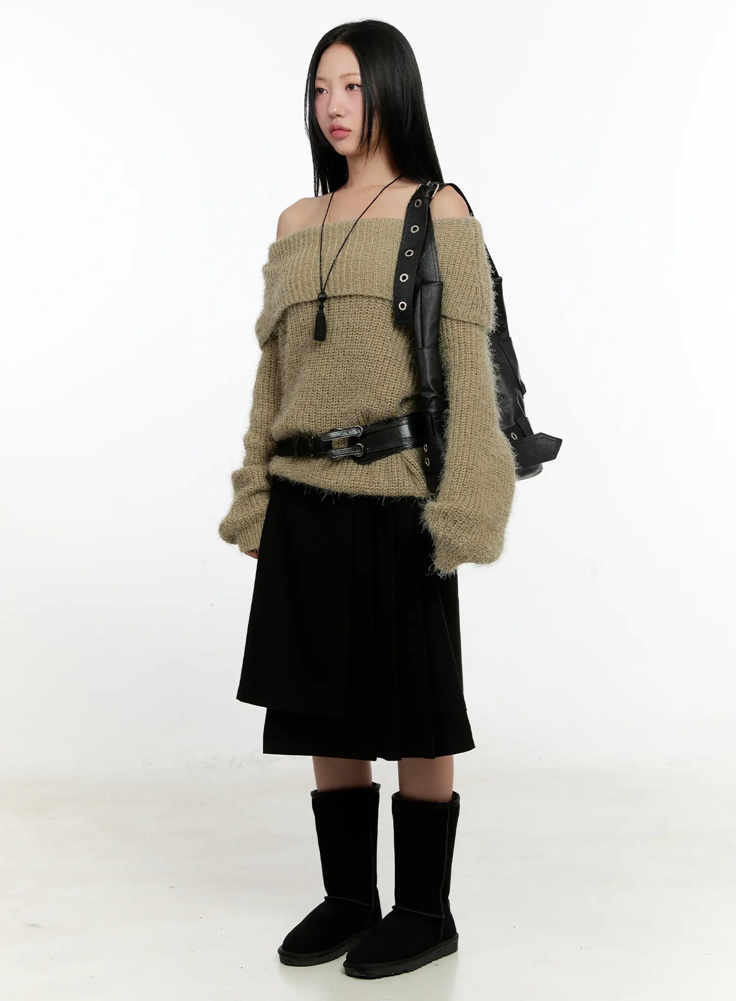 Loose Fit Off-Shoulder Knit Sweater CN505