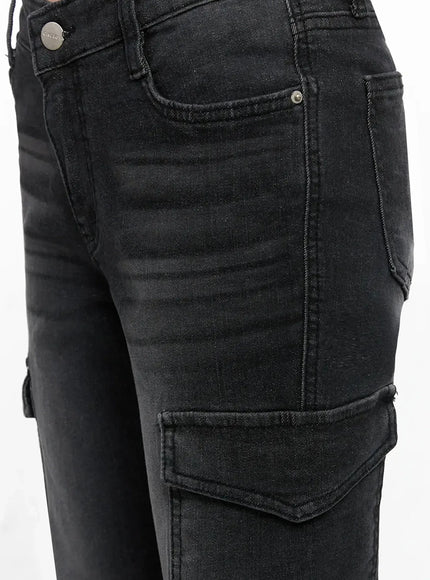 seowon-black-cargo-low-rise-bootcut-jeans-in514