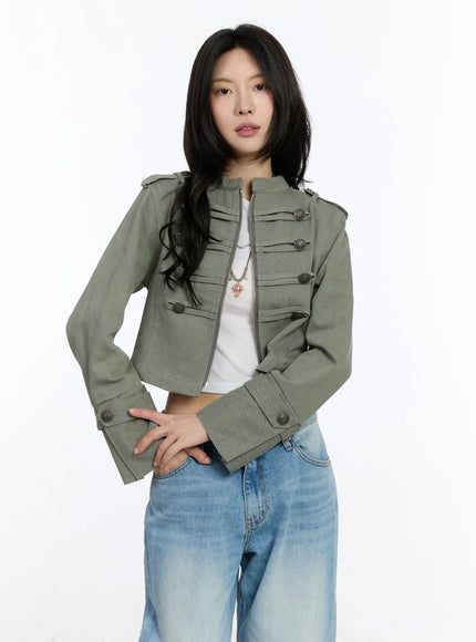 Military Style Cropped Jacket CA508