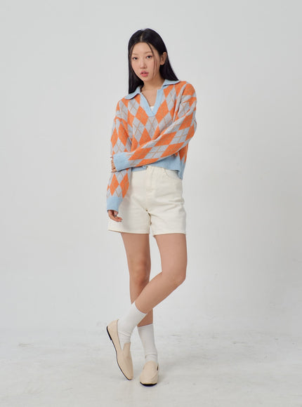 Argyle Pattern Sweater IM315