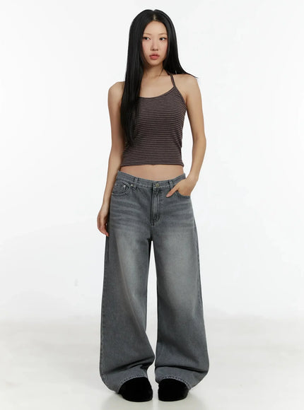 Striped Halter Neck Tank Top ID526