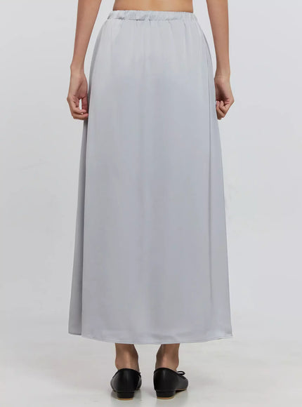 Elegant Satin Maxi Skirt IS516