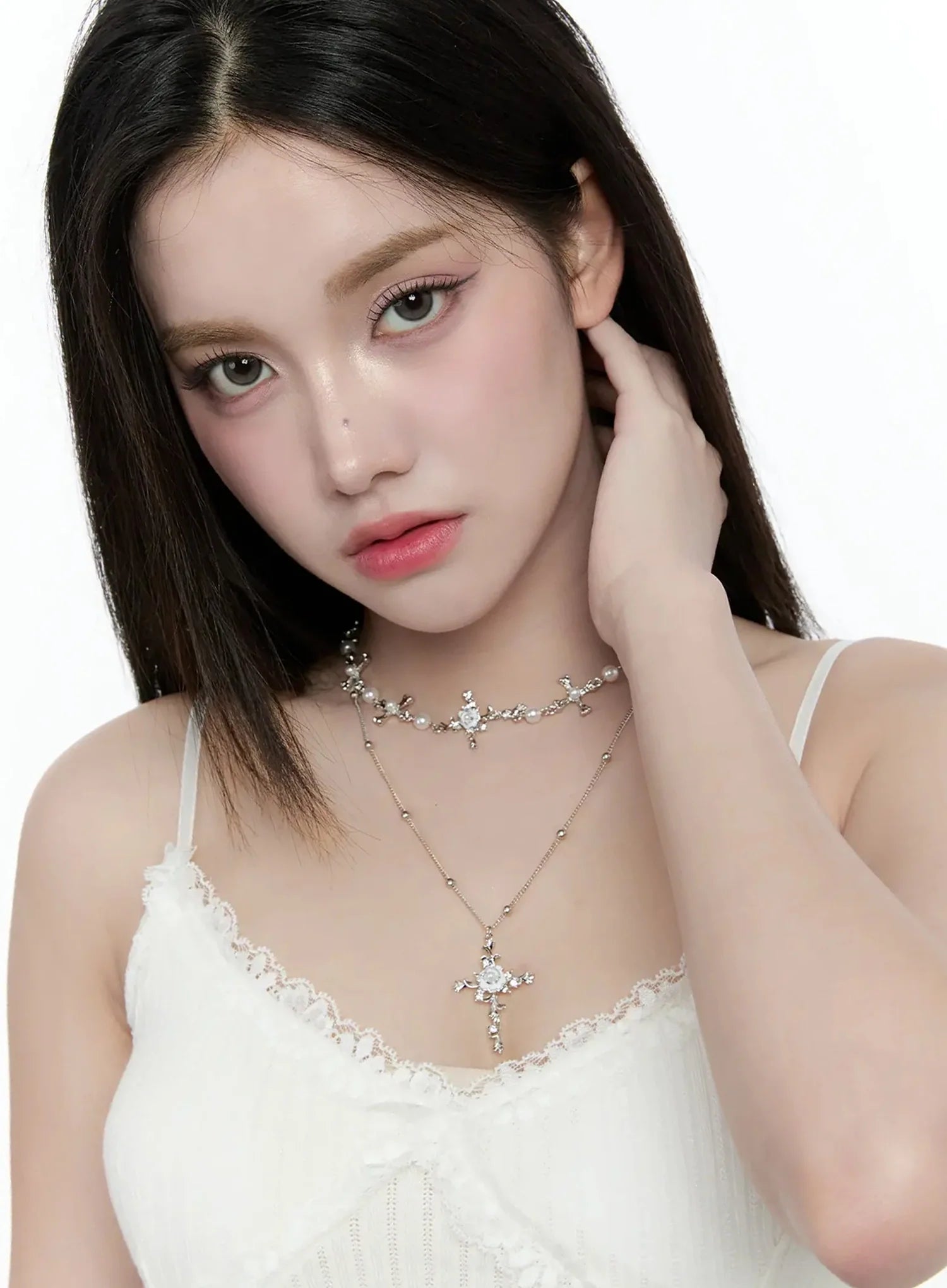 double-chain-cross-necklace-io527