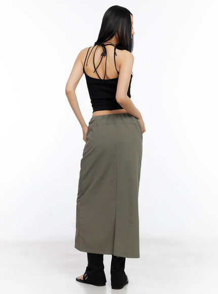 nylon-drawstring-maxi-skirt-cl530