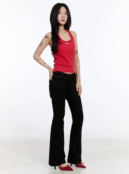 Studded Pocket Hip Pad Bootcut Pants CA507