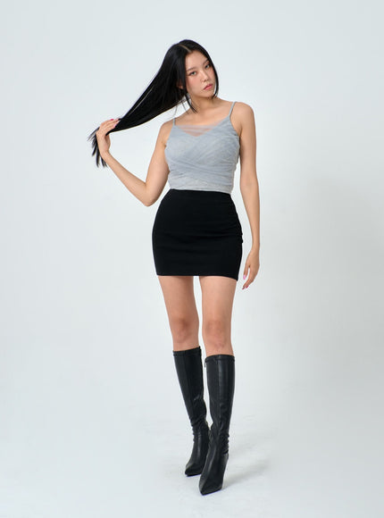 Mesh Detail Crop Sleeveless Top IN25