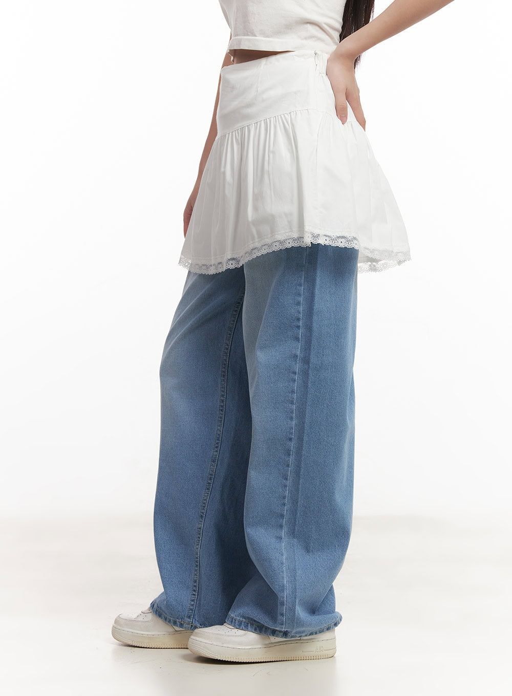 shirred-lace-mini-skirt-cm531