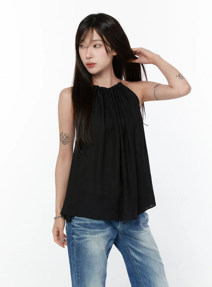 shirred-chain-halter-blouse-cy514