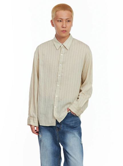 Men's Linen Button-Up Shirt IL514