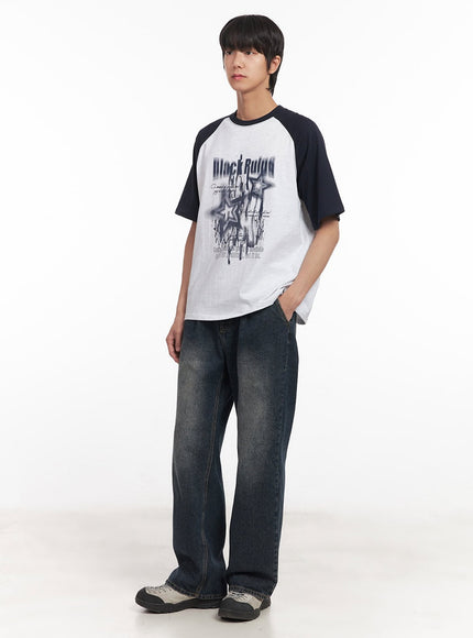 Men's Pintuck Washed Jeans IA511