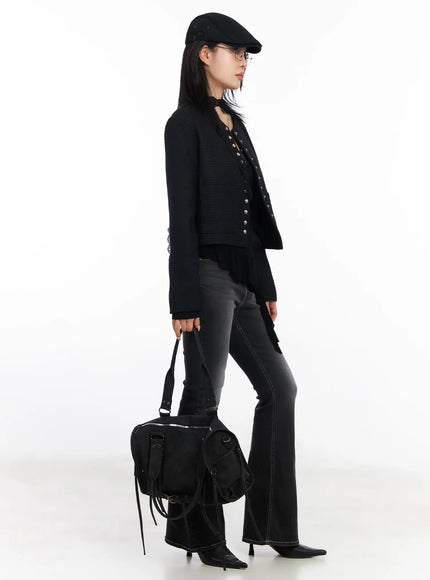 Tweed Snap Button Jacket CF527