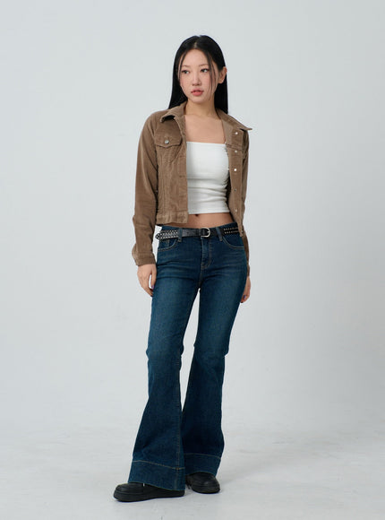 Cotton Blend Button Cropped Jacket CJ303
