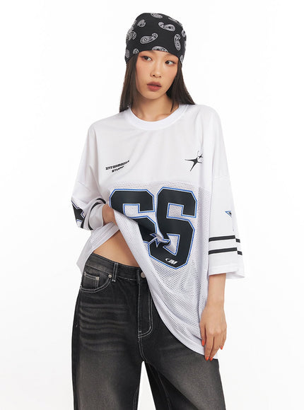 Oversized Mesh Graphic Tee IA504