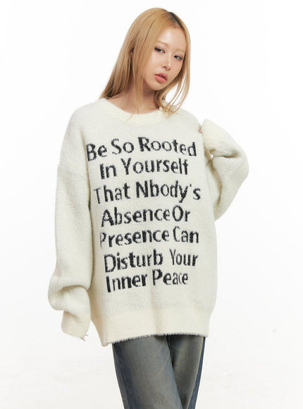 Fuzzy Graphic Oversized Sweater CJ508