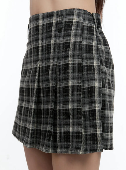 Plaid Pleated A-Line Skirt CS518