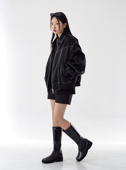 Over Fit Stitch Veste en similicuir Unisexe CG16