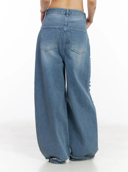 Lylah Ripped Wide Leg Jeans CM517