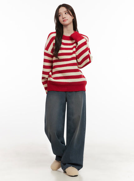 Cozy Striped Oversized Sweater IJ510