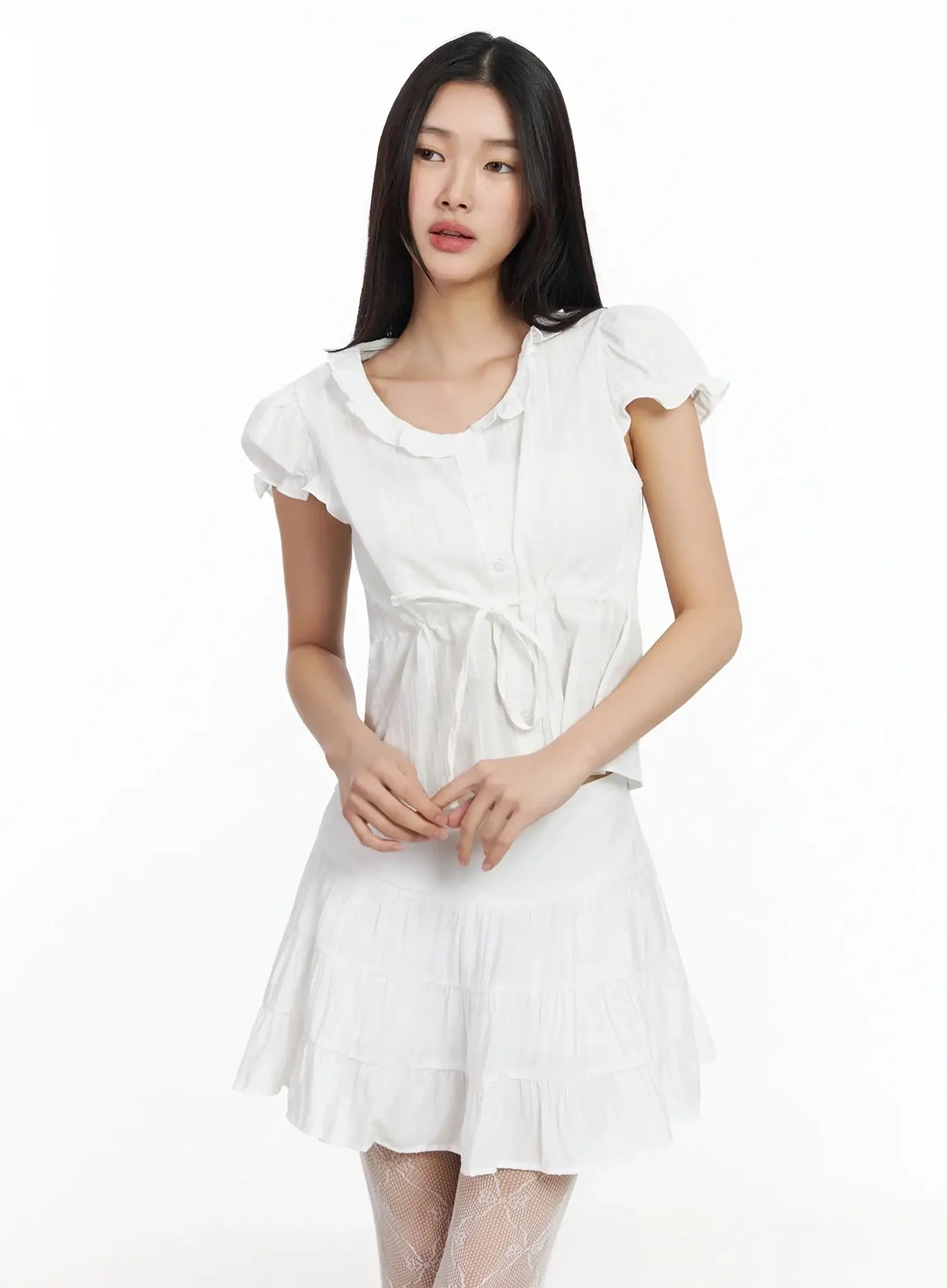 ruffled-ribbon-tie-short-sleeve-blouse-im530