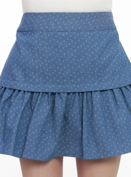 floral-pattern-flare-mini-skirt-cm527
