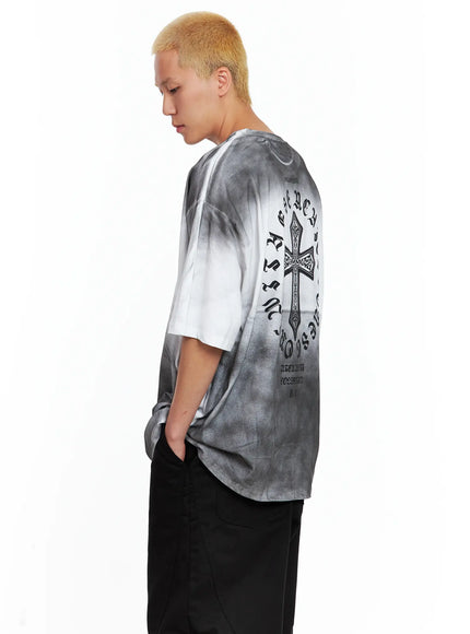 Men's Gradient Graphic Oversized Tee IL511