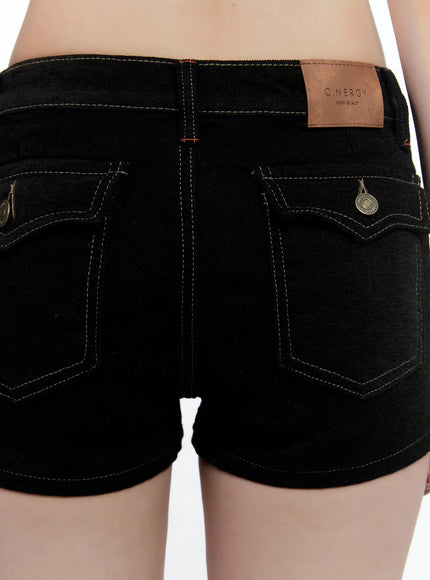 Low-Rise Dark Washed Denim Shorts CN517