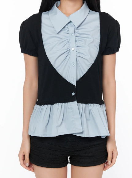 puff-frill-short-sleeve-blouse-cy513