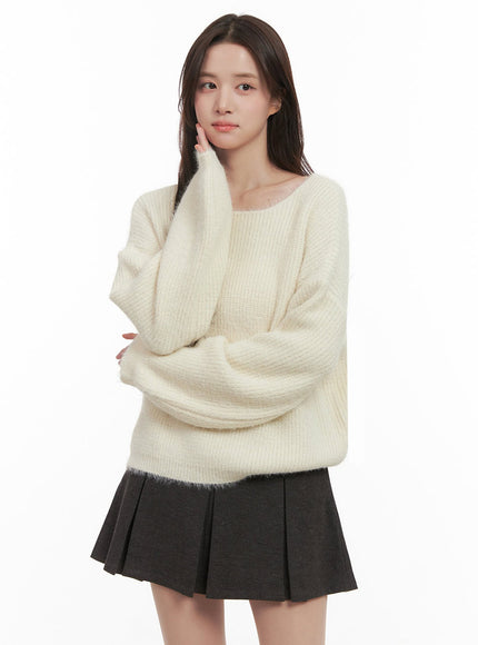 Cozy Boat-Neck Oversized Sweater IJ510