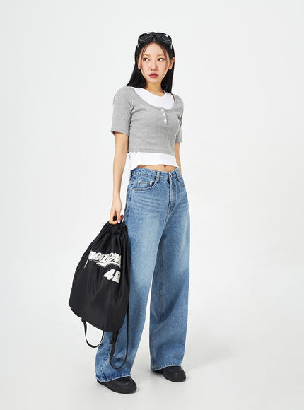 Mid-Wash Bootcut Jeans CM323