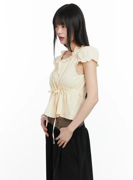 Ribbon Short Sleeve Blouse IM530