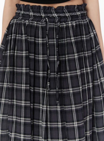 plaid-flare-maxi-skirt-cy519