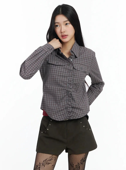 Stylish Check Ruffled Blouse IM530