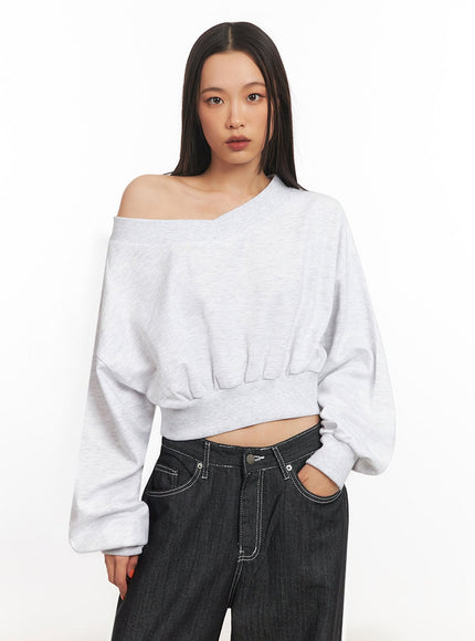Off-Shoulder Loose-Fit Sweatshirt IA507