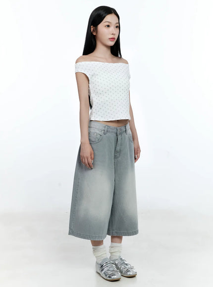 Polka-Dot Off-Shoulder Tee CG511