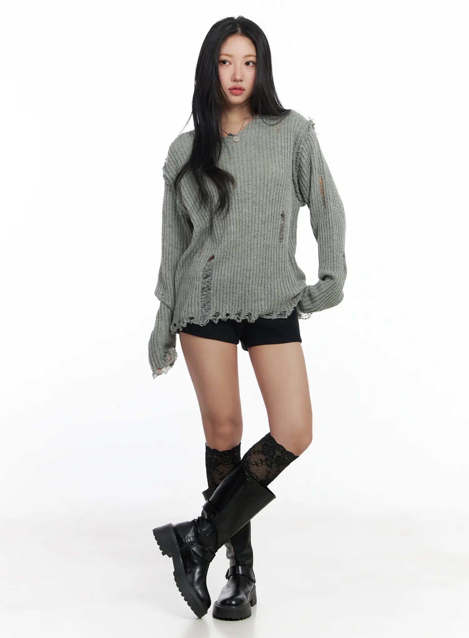 distressed-oversized-v-neck-sweater-cj515