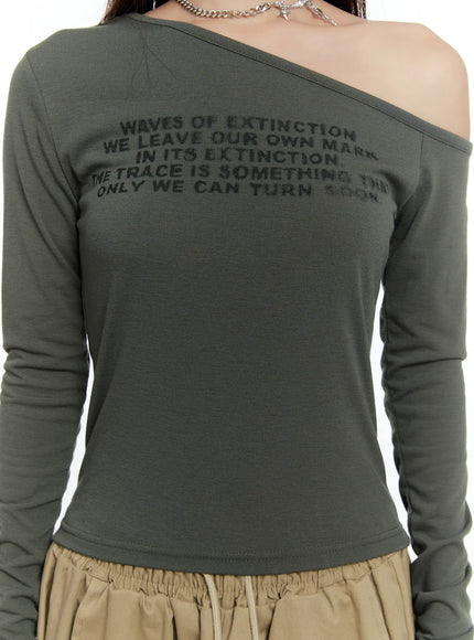 One-shoulder Lettering Long Sleeve CS517