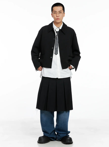 Men's Cropped Button-Up Jacket IS502