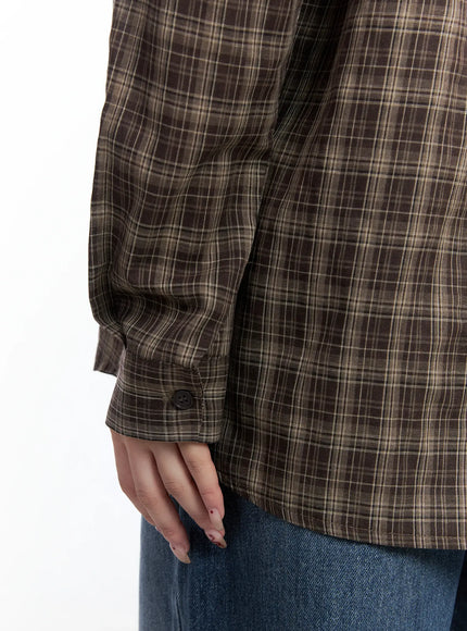 Oversized Plaid Button-Up Shirt CS501