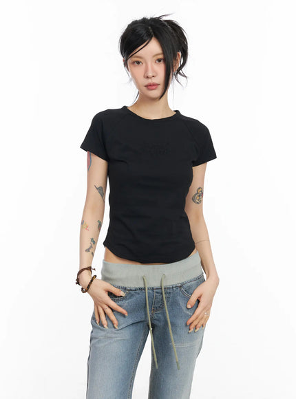 angelic-rhinestone-t-shirt-cm517 / Black