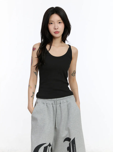 basic-ribbed-tank-top-ca506 / Black