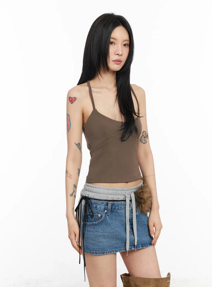 simple-boho-halter-neck-top-cm517 / Brown