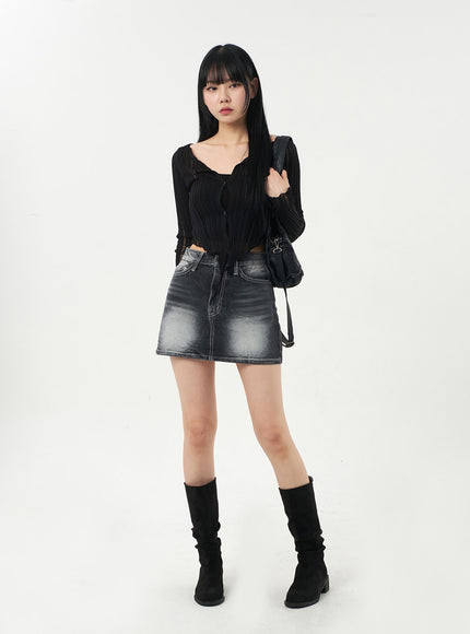 Simple Denim Mini Skirt CA328
