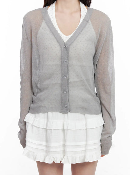Sheer Button Up Cardigan CM527