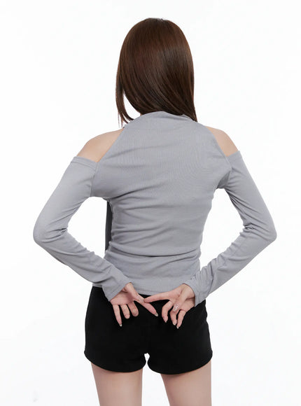 Cut-Out Shoulder Turtleneck Top CG529