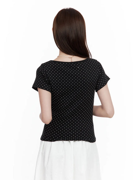 polka-dot-shirred-v-neck-top
