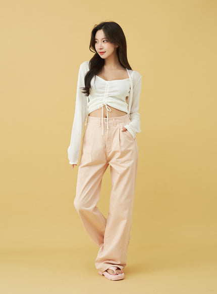SIngle Pin-tuck Wide Cotton Pants BU13