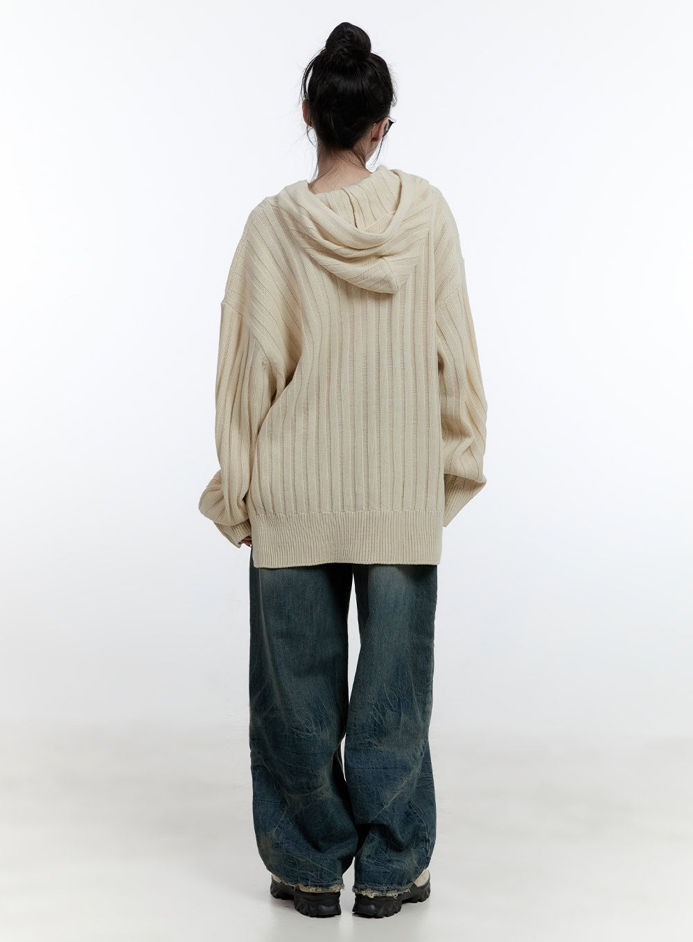 Oversize Ribbed Hooded Sweater CJ522