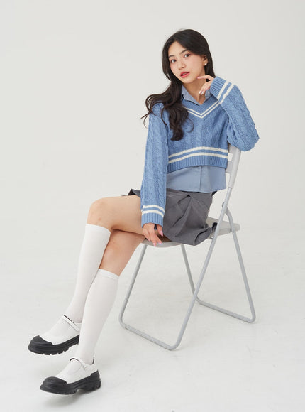 Basic Tone Down Color Crop Shirt BG23