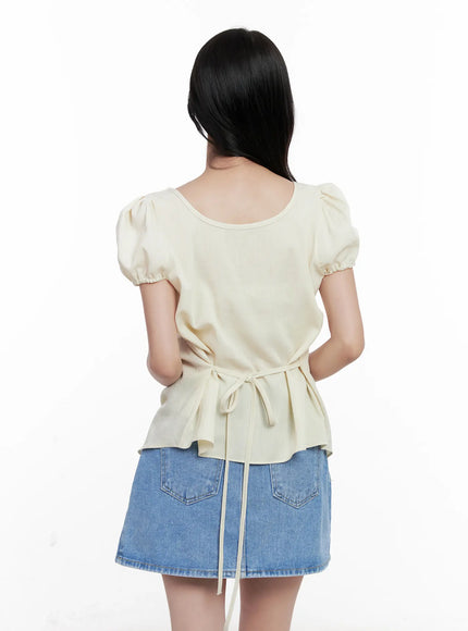 v-neck-puff-sleeve-summer-top-cl516