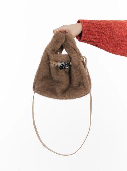 Faux-Fur Buckle Crossbody Bag CD501